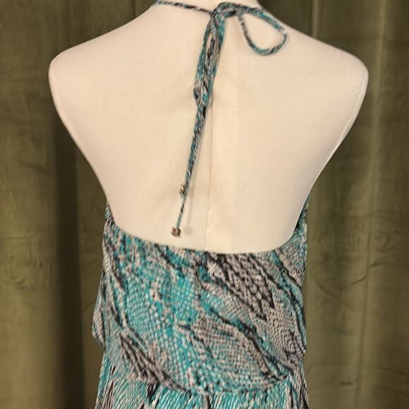VIX Paula Hermanny 100% silk Stylish  teal Snake Print Jumpsuit, XS - Picture 6 of 9